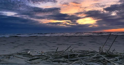 Baltic sea beach sunset, 4k timelapse Video stock 49496005