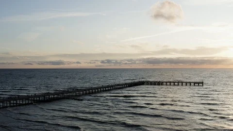 Baltic sea bridge in sunset Stock Footage 116253768