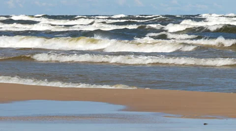 Baltic sea coast with waves Stock Footage 65231218
