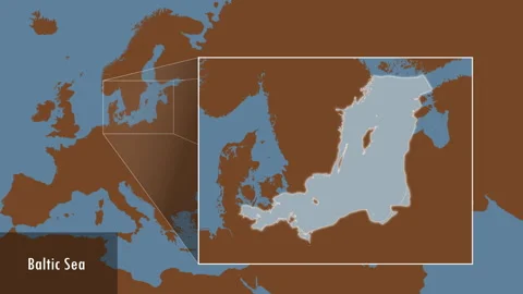Baltic Sea excluding sub-basins. Solid map. Patterson Cylindrical. Location Stock Footage 296909286