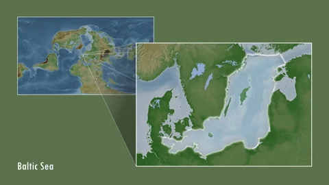 Baltic Sea excluding (without) sub-basins. Pale map. Diagram Stock Footage 293136154