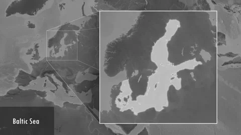 Baltic Sea. Grayscale map. Patterson Cylindrical. Location Stock Footage 296883112