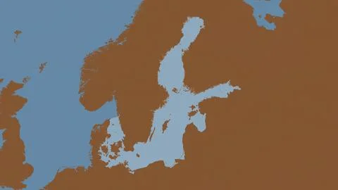 Baltic Sea highlighted on a tiled pattern colored map Stock Illustration