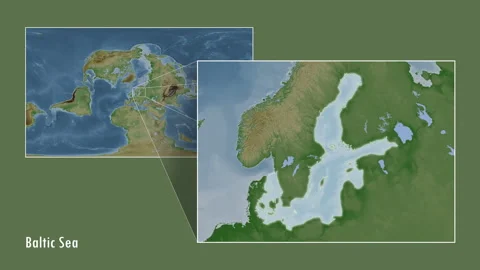 Baltic Sea. Pale map. Patterson Cylindrical. Diagram Stock Footage 296811256