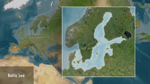 Baltic Sea. Satellite map. Patterson Cylindrical. Location Stock Footage 296811597