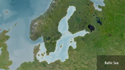 Baltic Sea. Satellite map. Patterson Cylindrical. Close-up Stock Footage 299293426