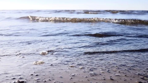 Baltic sea shore in spring slow motion Stock Footage 89474232