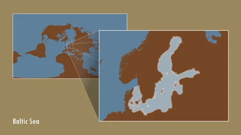 Baltic Sea. Solid map. Patterson Cylindrical. Diagram Stock Footage 297557894