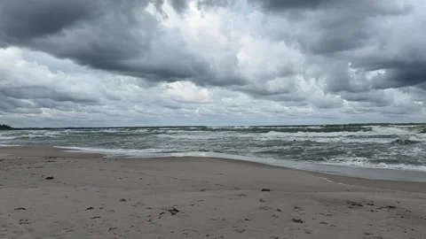 Baltic Sea Storm Dramatic Clouds Empty Beach Stock Footage 317763933