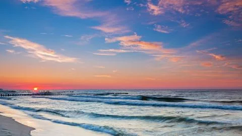 Baltic Sea at sunset Stock Photos