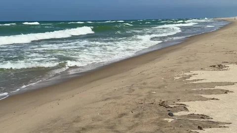 Baltic Sea Waves Breaking Along Sandy Beach in Daylight Video stock 311130482