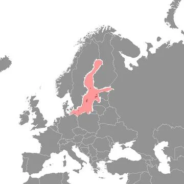 Baltic Sea on the world map. Vector illustration. Illustrazione stock