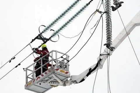Baltic states begin switch away from Russian power grid, Vilaka, Latvia - 08 Feb Fotos Stock