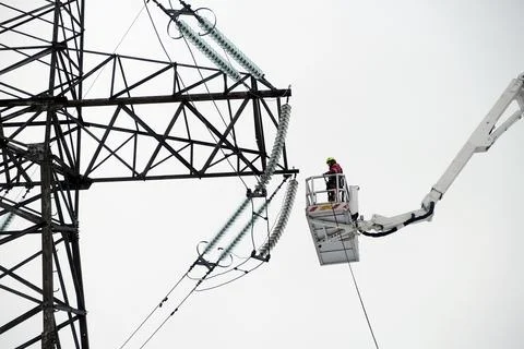 Baltic states begin switch away from Russian power grid, Vilaka, Latvia - 08 Feb Stock Photos