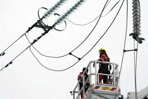 Baltic states begin switch away from Russian power grid, Vilaka, Latvia - 08 Feb Stock Photos