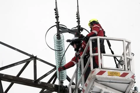 Baltic states begin switch away from Russian power grid, Vilaka, Latvia - 08 Feb Fotos Stock