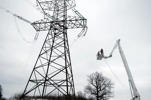 Baltic states begin switch away from Russian power grid, Vilaka, Latvia - 08 Feb Stock Photos