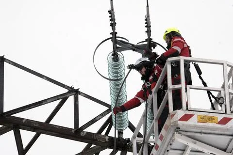 Baltic states begin switch away from Russian power grid, Vilaka, Latvia - 08 Feb Stock Photos