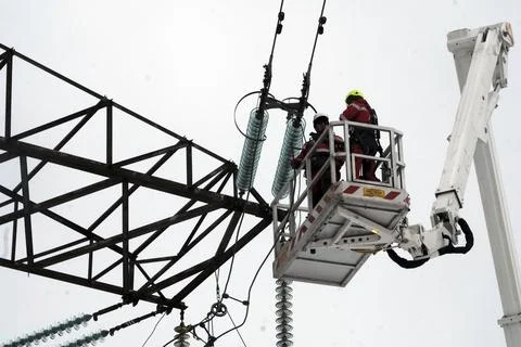 Baltic states begin switch away from Russian power grid, Vilaka, Latvia - 08 Feb Stock Photos