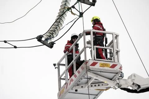 Baltic states begin switch away from Russian power grid, Vilaka, Latvia - 08 Feb Stock Photos