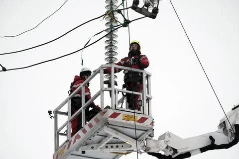 Baltic states begin switch away from Russian power grid, Vilaka, Latvia - 08 Feb Stock Photos
