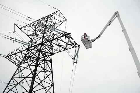 Baltic states begin switch away from Russian power grid, Vilaka, Latvia - 08 Feb Stock Photos