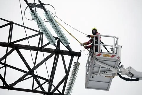 Baltic states begin switch away from Russian power grid, Vilaka, Latvia - 08 Feb Stock Photos