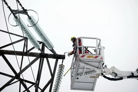 Baltic states begin switch away from Russian power grid, Vilaka, Latvia - 08 Feb Stock Photos