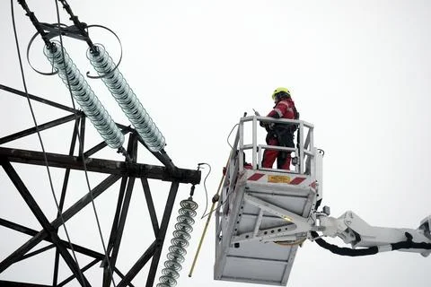 Baltic states begin switch away from Russian power grid, Vilaka, Latvia - 08 Feb Stock Photos