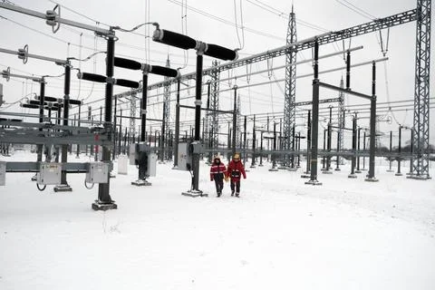 Baltic states begin switch away from Russian power grid, Vilaka, Latvia - 08 Feb Stock Photos