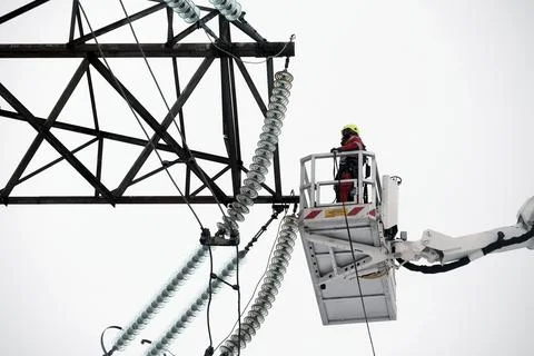 Baltic states begin switch away from Russian power grid, Vilaka, Latvia - 08 Feb Stock Photos