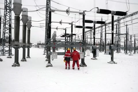 Baltic states begin switch away from Russian power grid, Vilaka, Latvia - 08 Feb Stock Photos