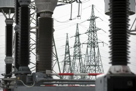 Baltic states begin switch away from Russian power grid, Vilaka, Latvia - 08 Feb Stock Photos
