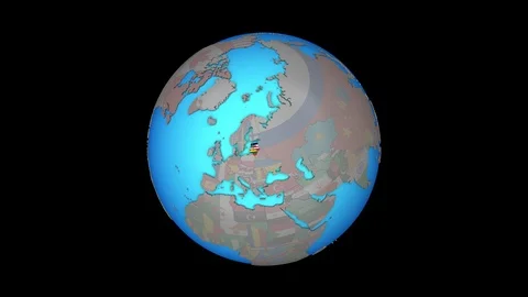Baltic States with flags on 3D map Stock Footage 106509796