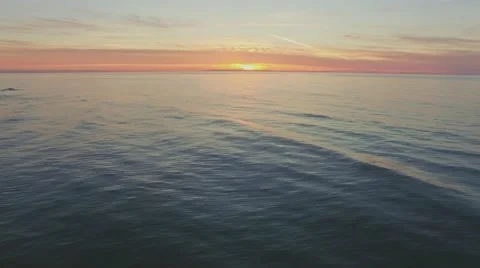 Baltic Sunset Reverse Aerial 4k Stock Footage 64566541