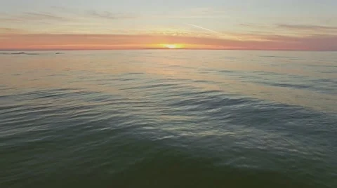 Baltic Sunset Waves Aerial 4k Stock Footage 64566596
