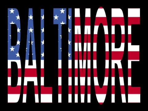 Baltimore with american flag Stock Illustration