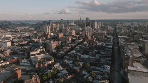 Baltimore City at sunset Stock Footage 345287345