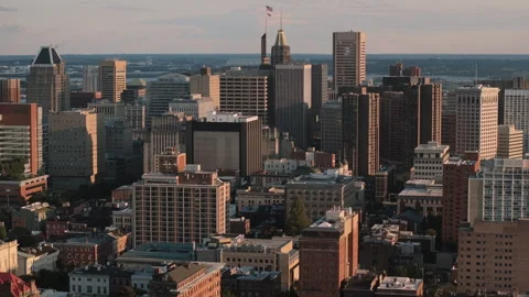 Baltimore City at sunset Stock Footage 345287435