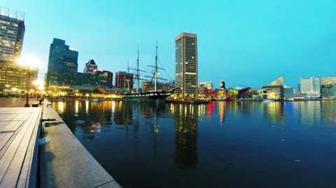 Baltimore Harbor Timelapse HD Video stock 36995286