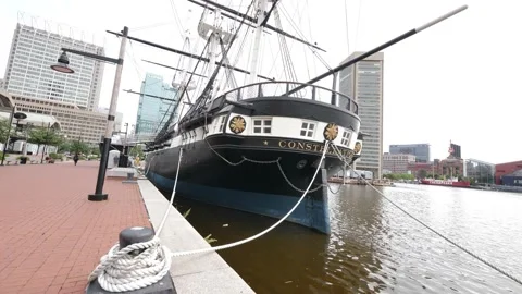 BALTIMORE HARBOR, USS CONSTITUTION DOCKED Stock Footage 197473195