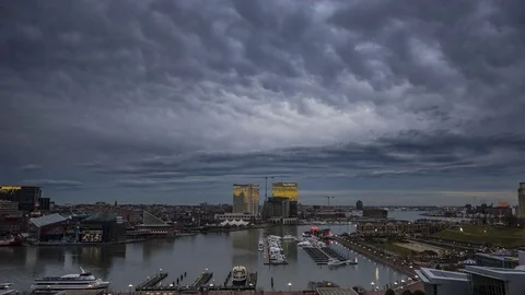 Baltimore Inner Harbor Cloudy Sunset Timelapse Video stock 81763743