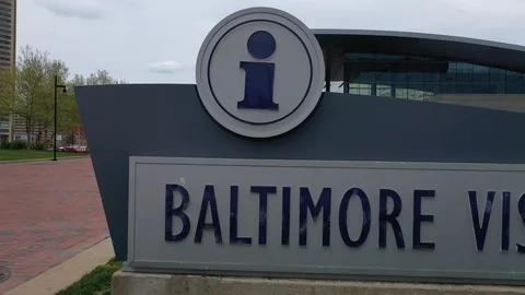 Baltimore Inner Harbor Empty due to COVID-19 Quarantine Restrictions Stock Footage 129186847