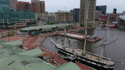 Baltimore Inner Harbor Empty due to COVID-19 Quarantine Restrictions Stock Footage 129187161