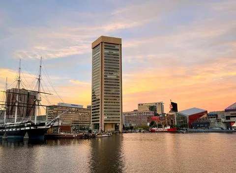 Baltimore Inner Harbor sunset Stock Photos