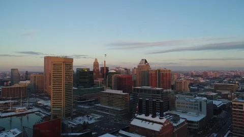 Baltimore Inner Harbor in the wintertime Stock Footage 149592755