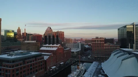 Baltimore Inner Harbor in the wintertime Stock Footage 149592771