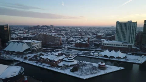 Baltimore Inner Harbor in the wintertime Stock Footage 149593853