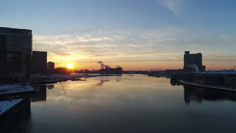 Baltimore Inner Harbor in the wintertime Stock Footage 149594608