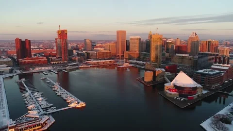Baltimore Inner Harbor in the wintertime Stock-Footage 149594939